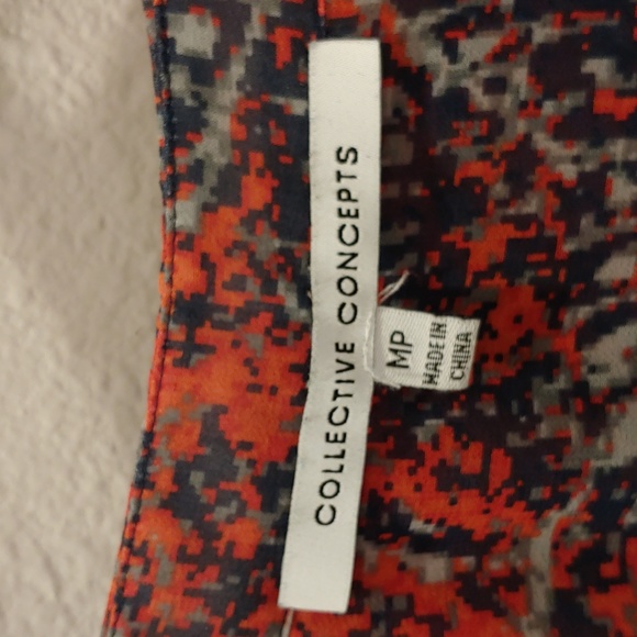 Collective concepts orange, blue, and grey button up top size medium pet… - Picture 5 of 8